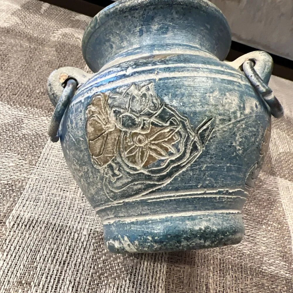 Southwestern  Vase Native American Blue Pottery